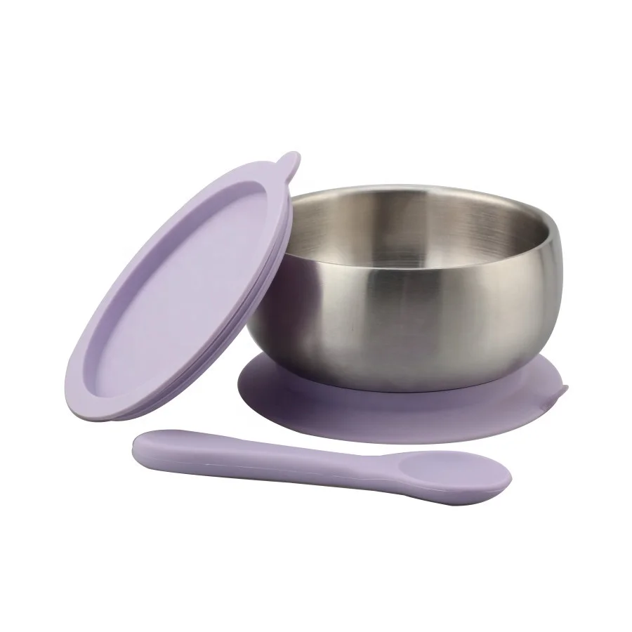 Stainless Steel Suction Bowl - Stainless Steel Kids Bowls - Suction Bowls with Lids