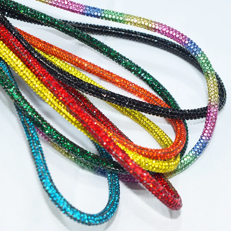 Hot Sale Rhinestone Cotton Cord String Tube Rope Tape For Shoe Decoration