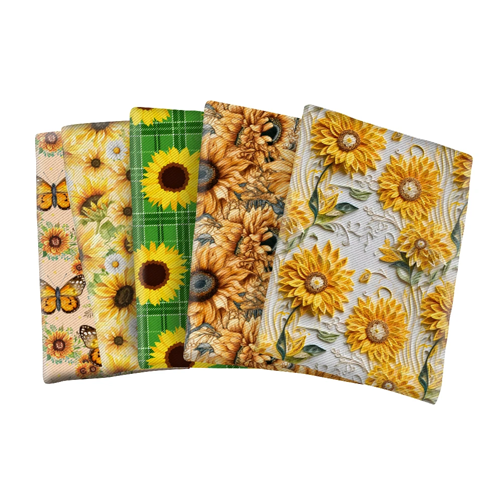 Leopard print sunflower Printed Twill Fabric Waterproof Breathable Design Curtain Decoration