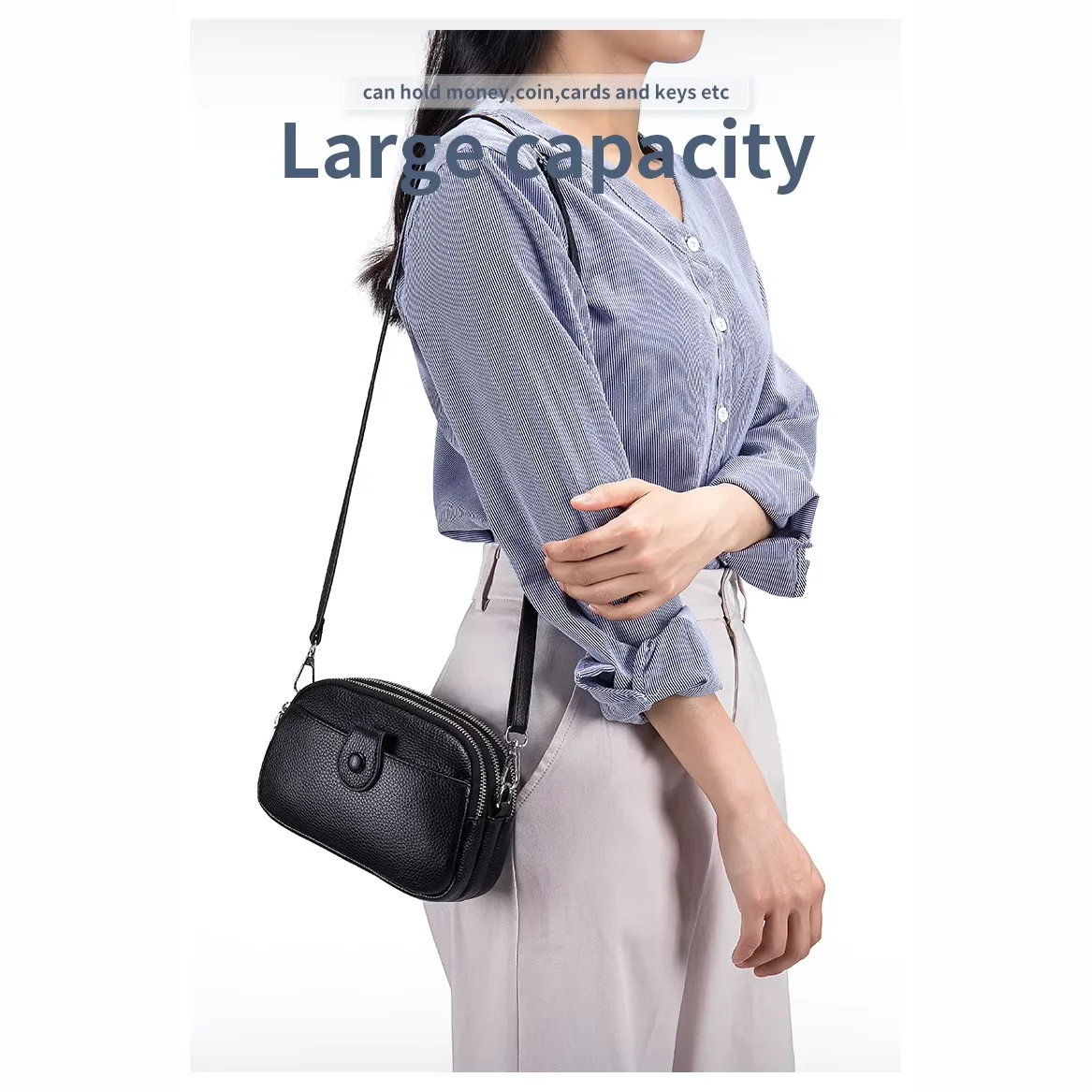 High Quality Luxury Fashion Messenger Bag a Layer of Leather Wallet Women Purses and Handbags