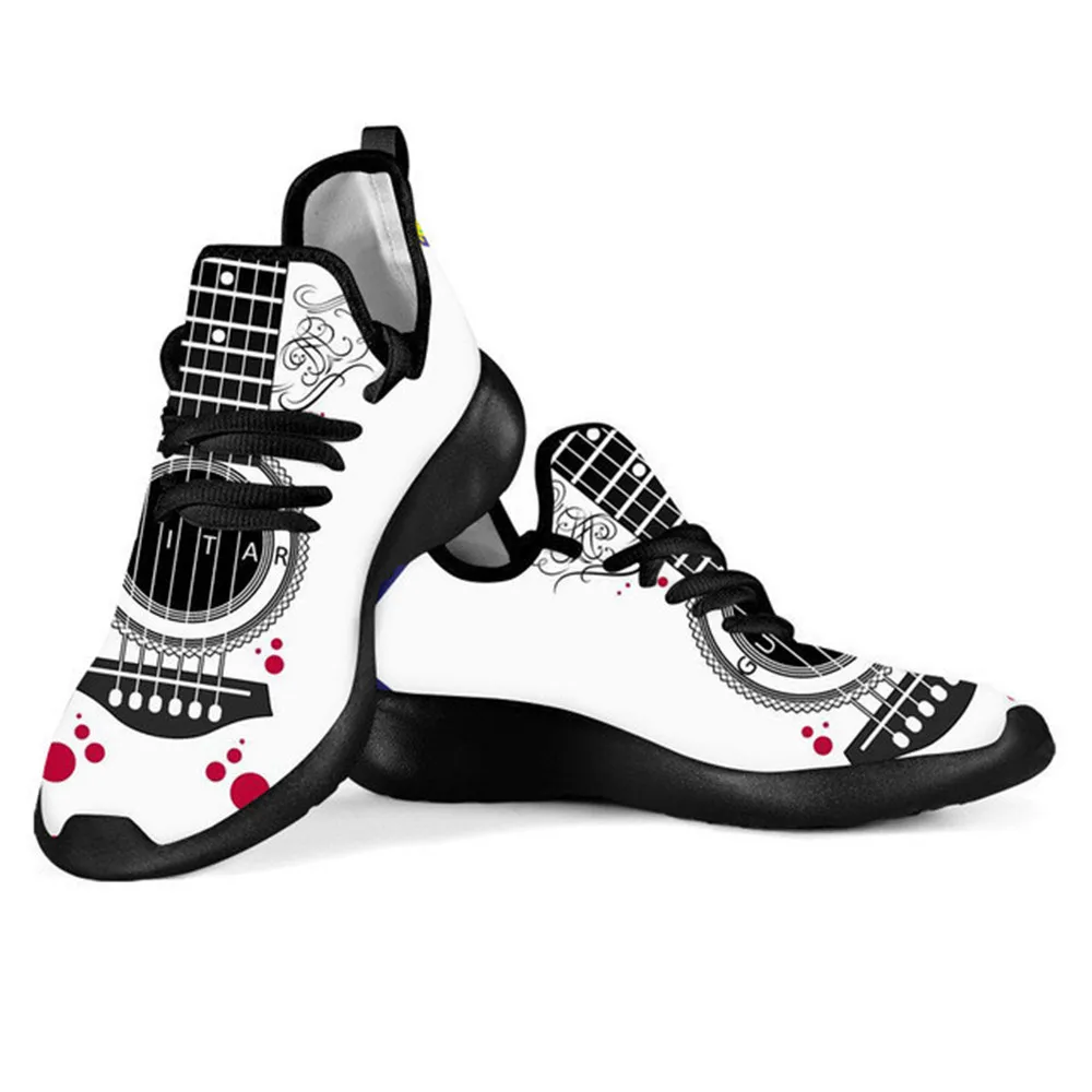 Black Friday Deals Women Flats Music Notes Guitar Printed Female Travel Mesh Sneaker Knit Funny scarpe donna sport mens shoes
