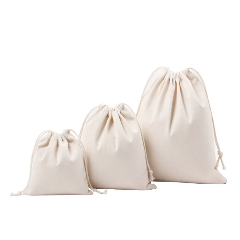 Recycled Customized Gift Canvas Cotton Double String Handbag Shoe Dust Drawstring Bags with Logo