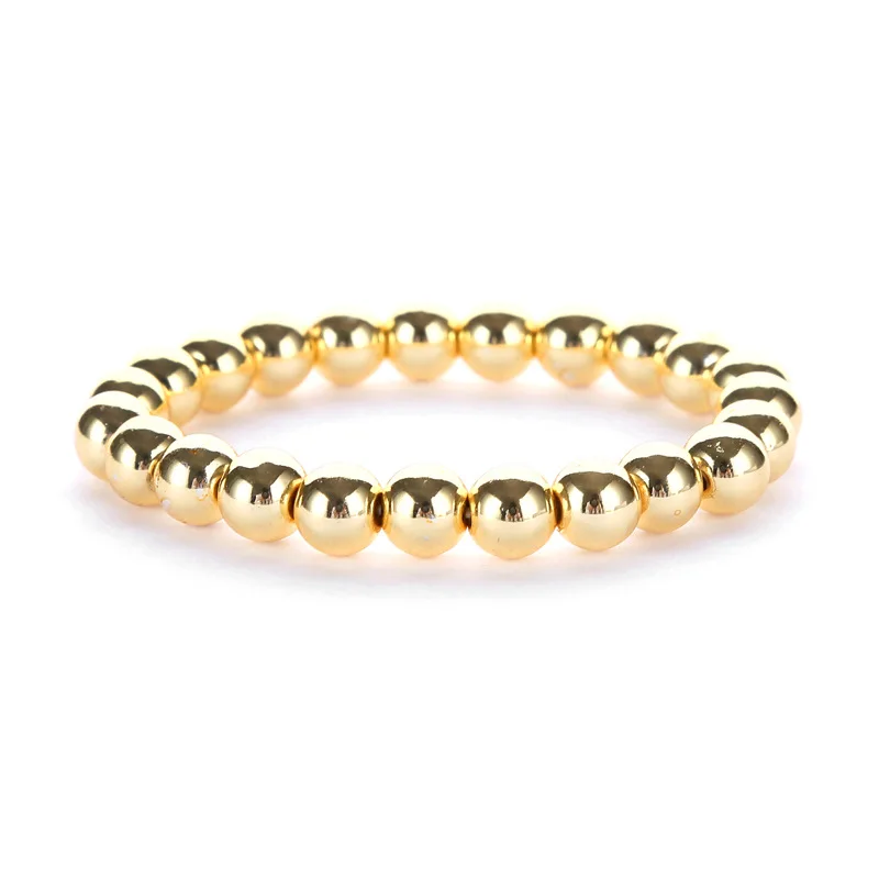 Geometric Simplicity Design Bracelet 14k Gold Plating Beaded Bracelet Elastic Fashion Women Gold Filled Bracelet