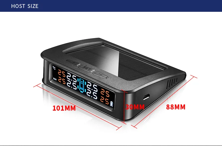 Car/Truck Wireless Smart TPMS Solar Power Tire Pressure Monitoring System  External Sensor Gauge