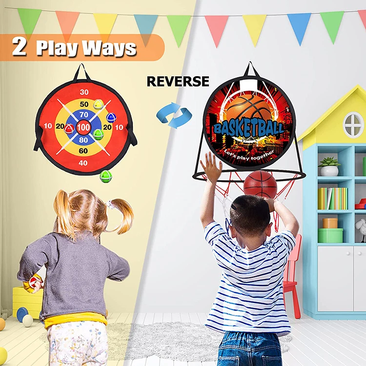 Custom Foldable Indoor Kids Sport Toys Set Portable Mini Basketball Board Hanging Basketball Hoop