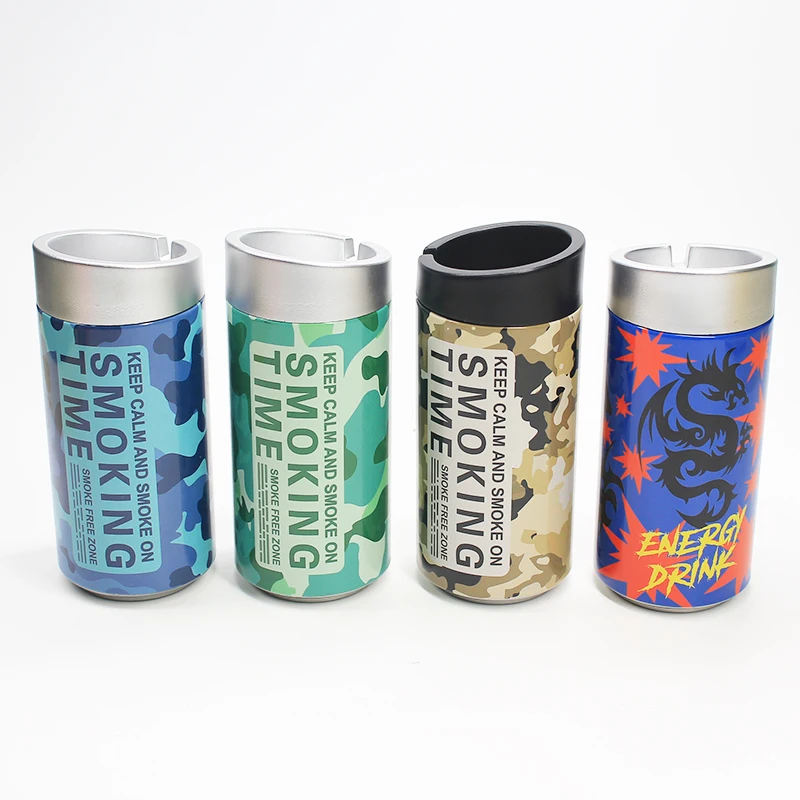 UKETA custom logo slope shaped heat resistant tin ashtray cup holder windproof ashtray for car