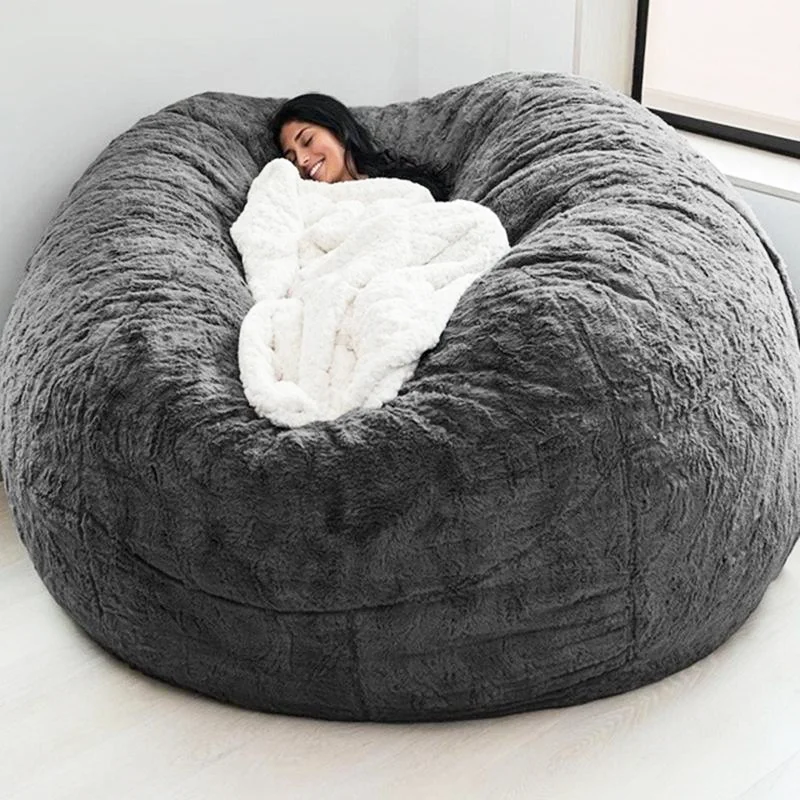 Luxury Fur Lazy Sofa Couch Xxl Love Sack Fluffy Bean Bag Chair Cover Modern Large Giant Bean Bag Bed For Adults Humans