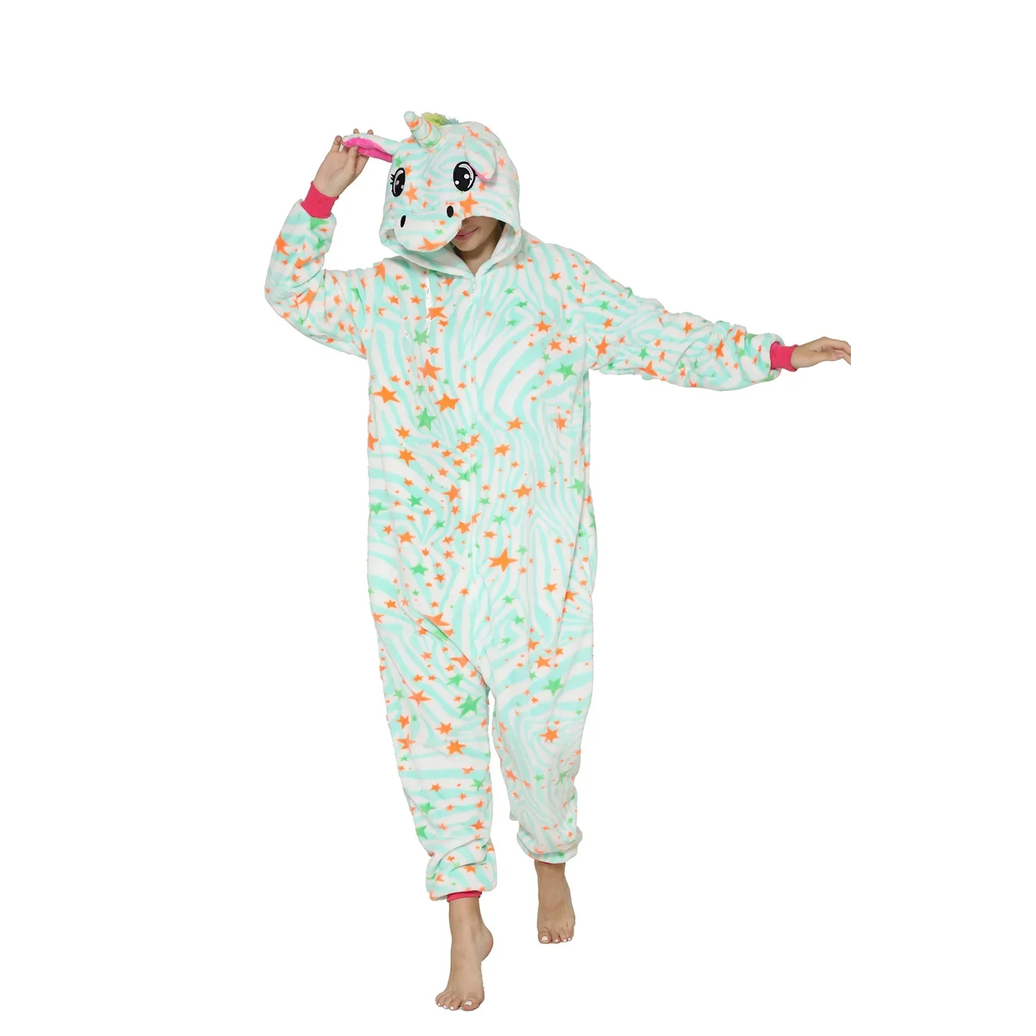 Flannel Unicorn Pajamas One-piece Pajamas Cartoon Animal Onesie Party Cosplay Pyjama  Animal Costume Pajamas
