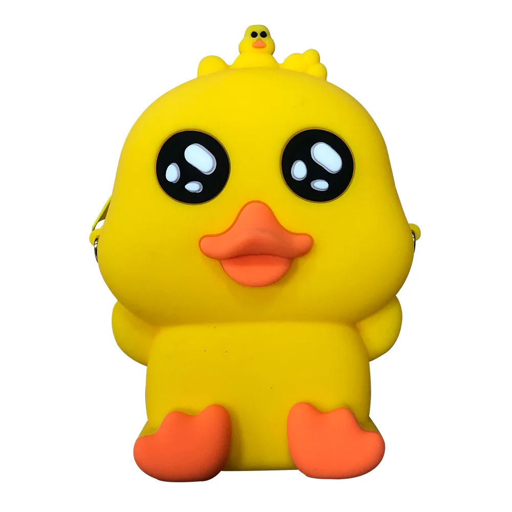 New Fashion Gift Shoulder Bag Lovely Kawaii Cartoon Rabbit Duck Pouch Children Small Wallet Soft Silicone Coin Purse