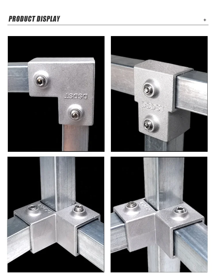 Aluminum square tube connector by key clamp fitting for 25*25mm square Tube pipe