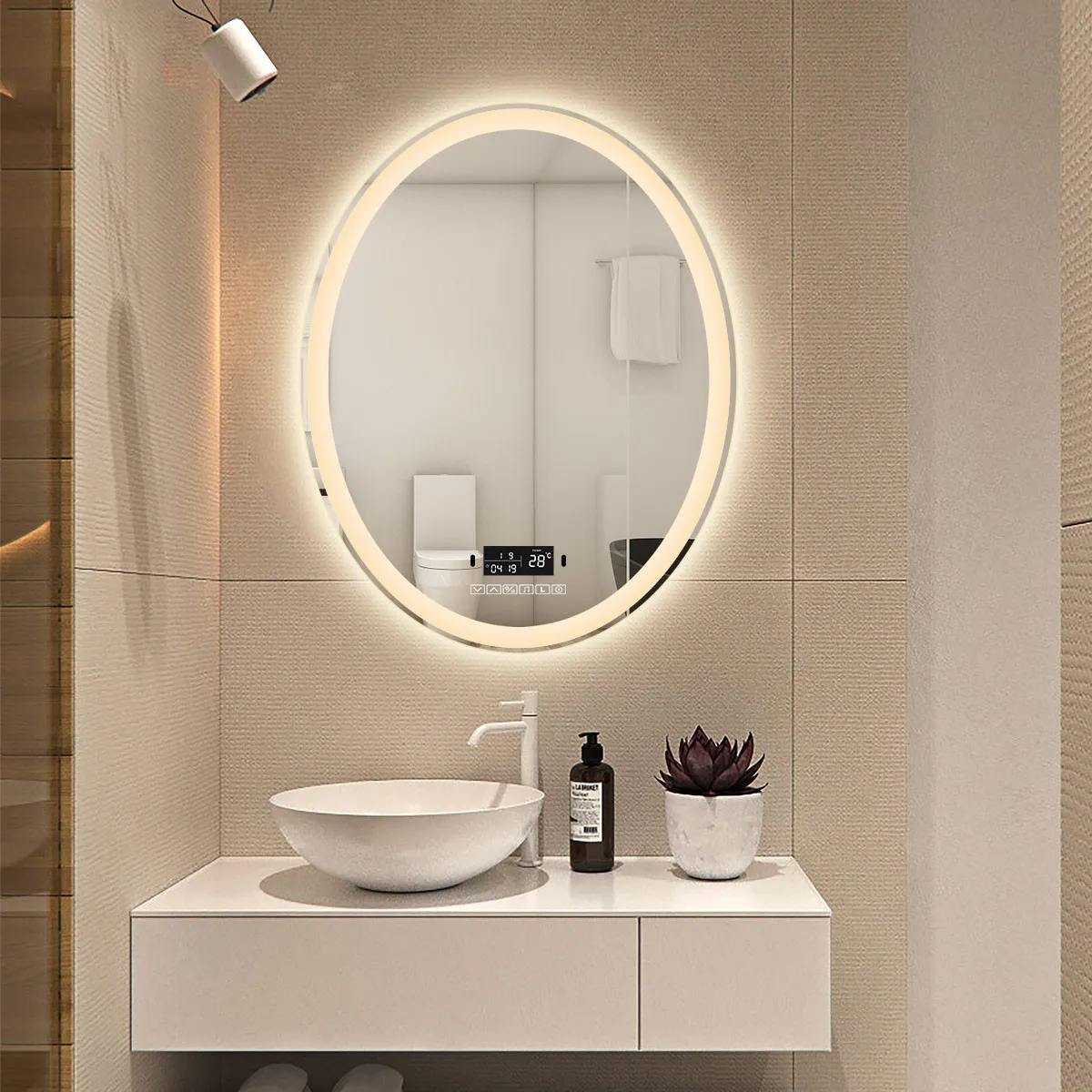 Custom touch sensor wall mounted Irregular Led mirror frameless bathroom backlit mirror with light for hotel