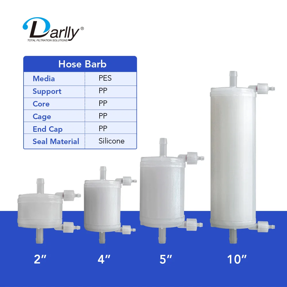 Hydrophilic PES Membrane Filter Cartridge Lab Disposable Capsule Filter Tri Clamp 5 Inch Filters