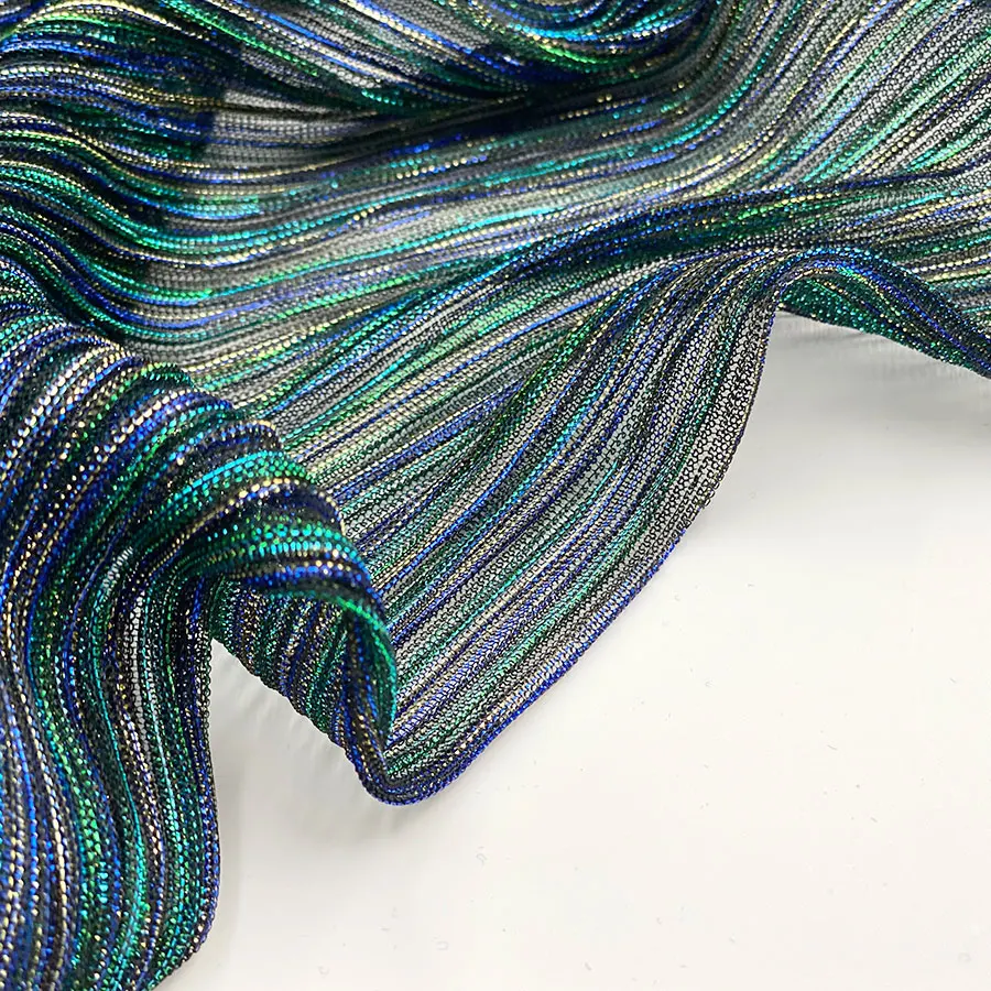 80gsm silk dirac crumple dress material net polyester fabric lurex metallic mesh fabric