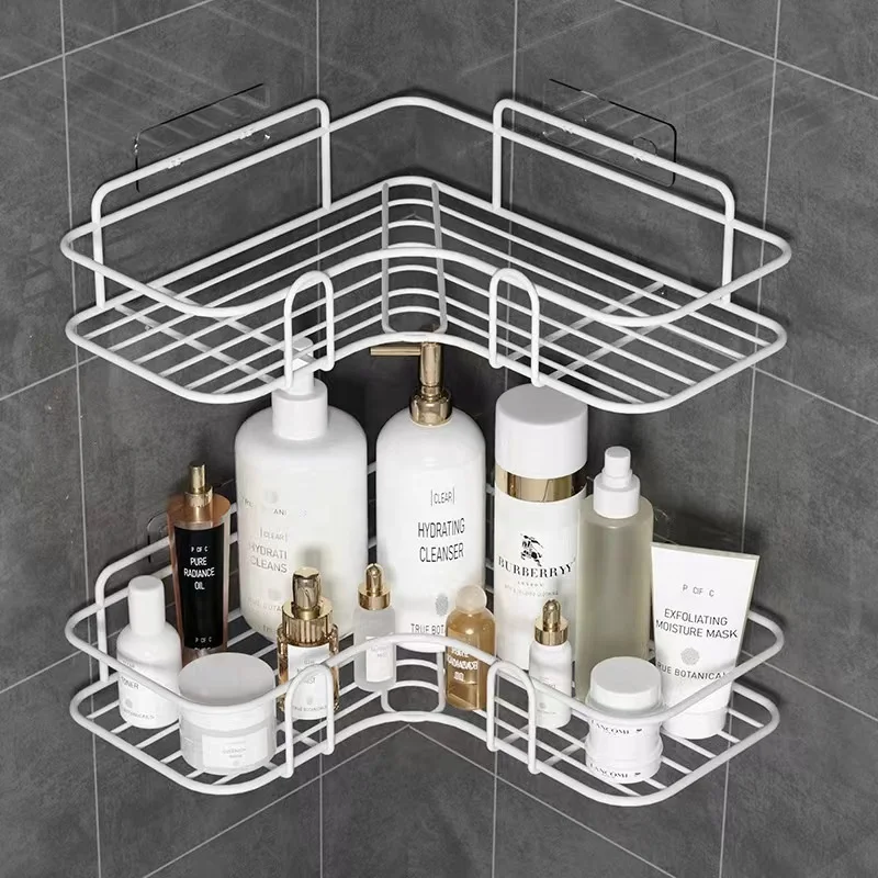 Wholesale Washroom Wall Hanging Drain Storage Rack Hook Type Perforation-free Kitchen Bathroom Storage Triangle Rack For Home