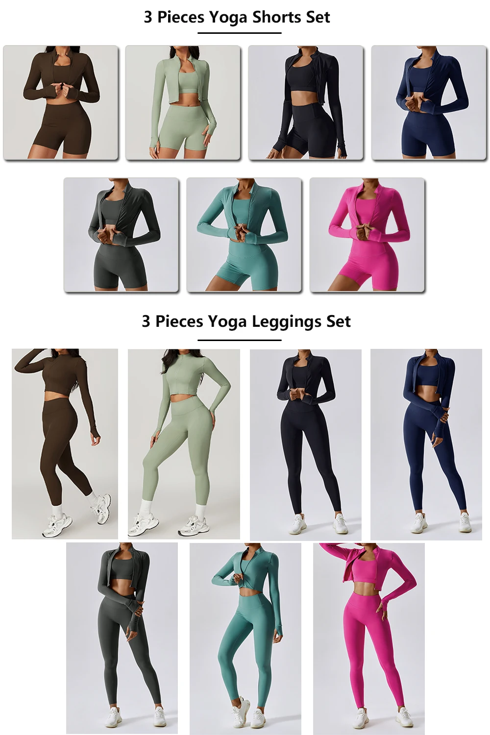 Yoga Wear Factory Wholesale Fitness Clothing Women Gym Clothes Kit Sweat Suit Butt Lift Women Long Sleeve 4 Piece Yoga Sets