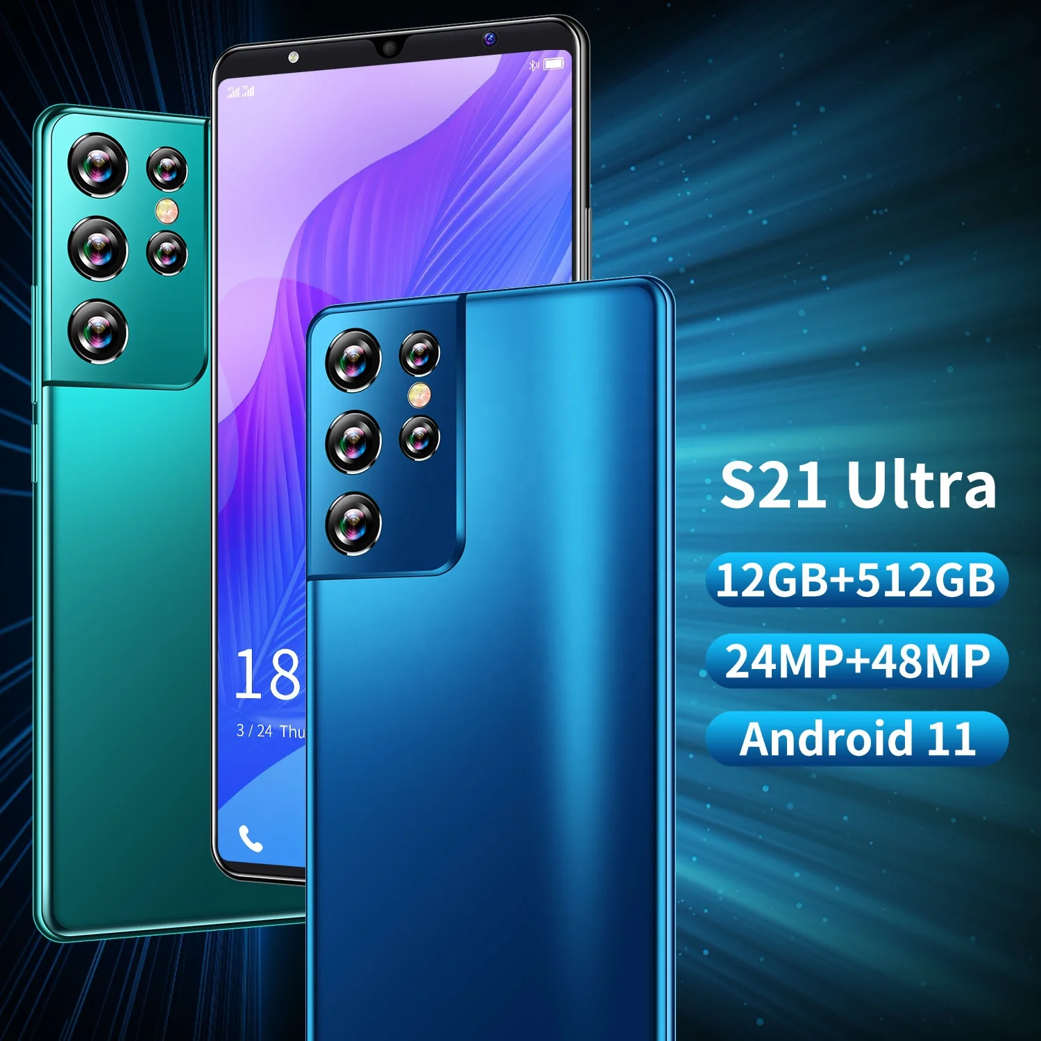 Global Version 6.1 inch drop screen 12G+512GB SmartPhone DSDS Quad Core Andriod Mobile phones