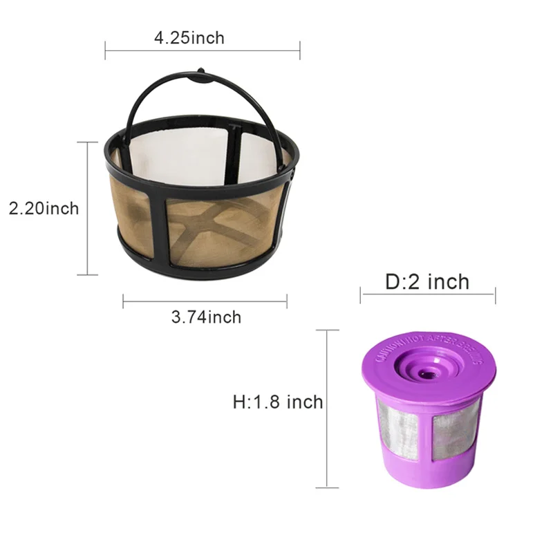 duo + 2pcs k cup keurig coffee baskets stainless steel reusable coffee filter basket replacement