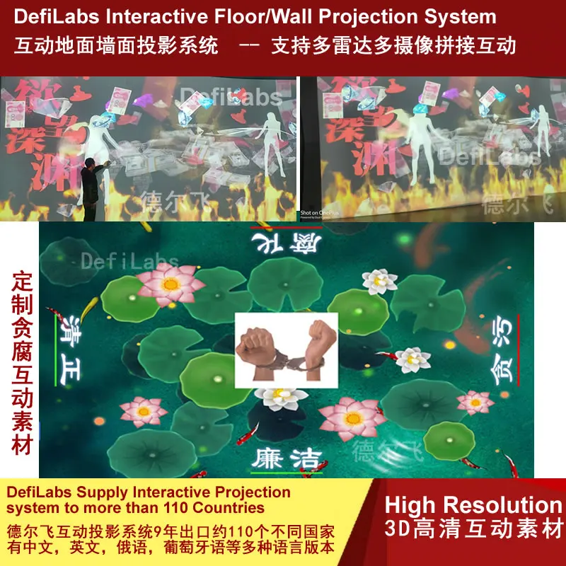 DefiLabs interactive floor ground  wall projection system apply for kids, wedding, advertising, indoor and outdoor