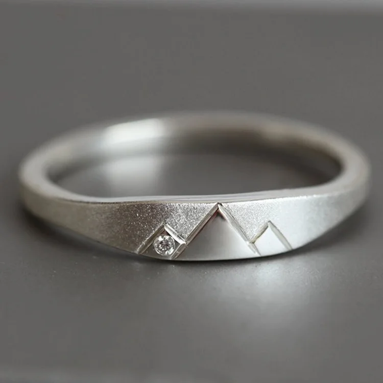 925 Engagement Wedding Band Plated Mountain Ring White Gold Unique Sterling Silver for Men Trendy S925 Diamond Ring Zircon 1-3 G