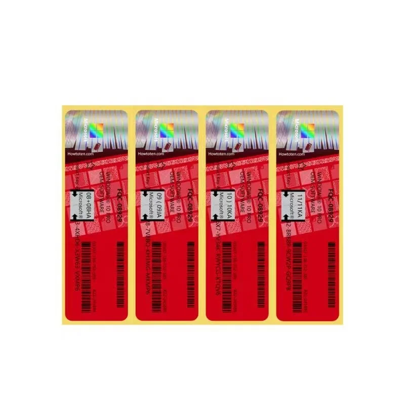 
 Оригинальная Лицензионная наклейка на ключи Windows 10, профессиональная наклейка Pro COA, красная пустая этикетка  