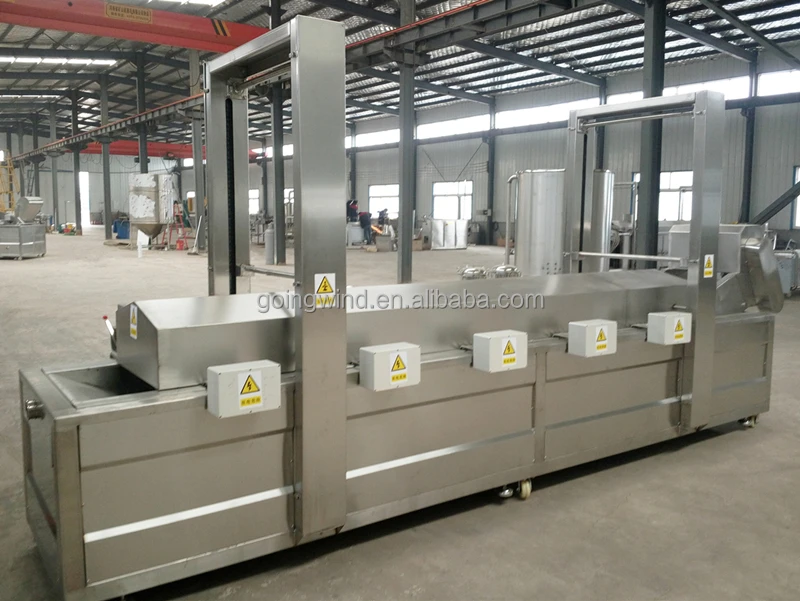 Automatic continuous belt frying machine auto industrial conveyor fryer line electric gas fry equipment cheap price for sale