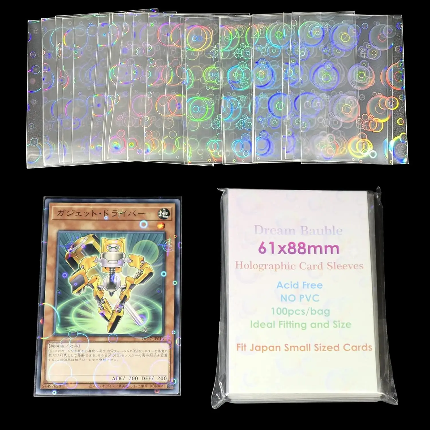 Bubble Holographic Laser Flash Penny Card Sleeves Perfect Fit Kpop Idol Photocard Sleeves Board Game Card Protector