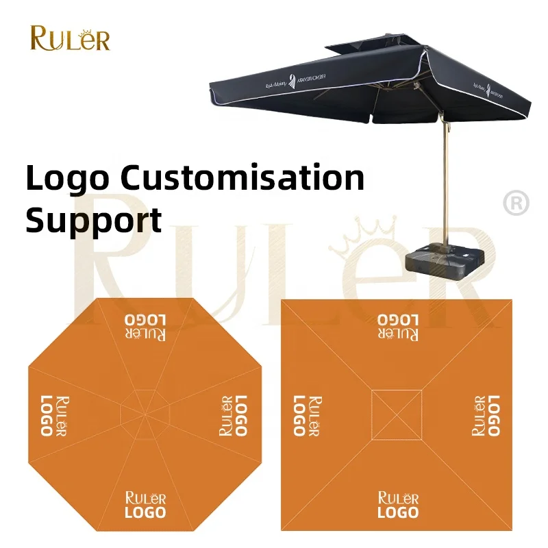 Outdoor Commercial umbrella Garden Pool Umbrella Stripe Parasol Aluminum Beach Umbrella