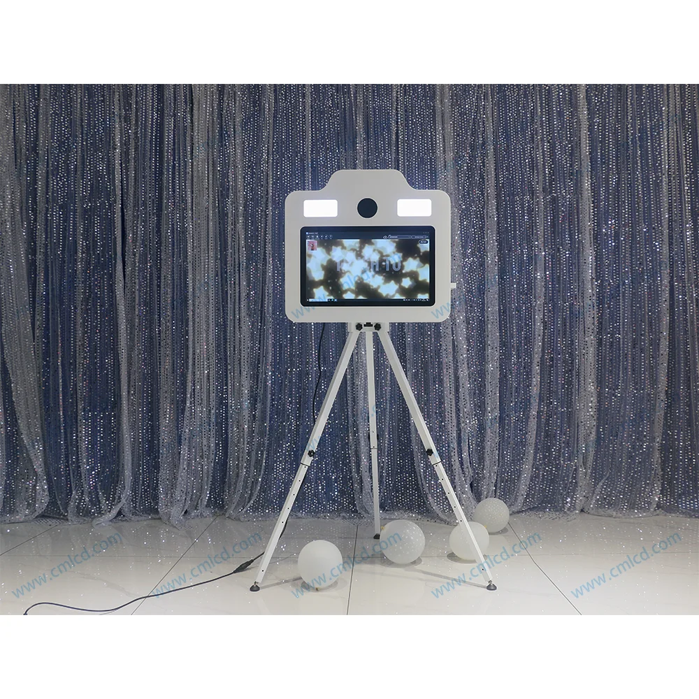 Fashion Design Vintage  21.5 Inch Touch Screen Photo Booth Box with LED Lighting Tripod Dslr Photo Booth Box for Special Events