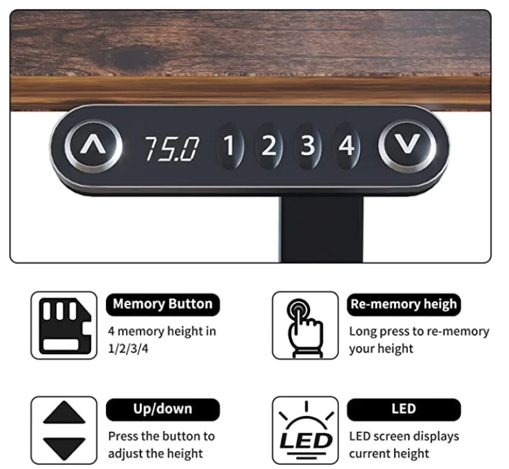 Free shipping L shape 59inch Single Motor 3 pieces top metal frame electric computer gaming desk