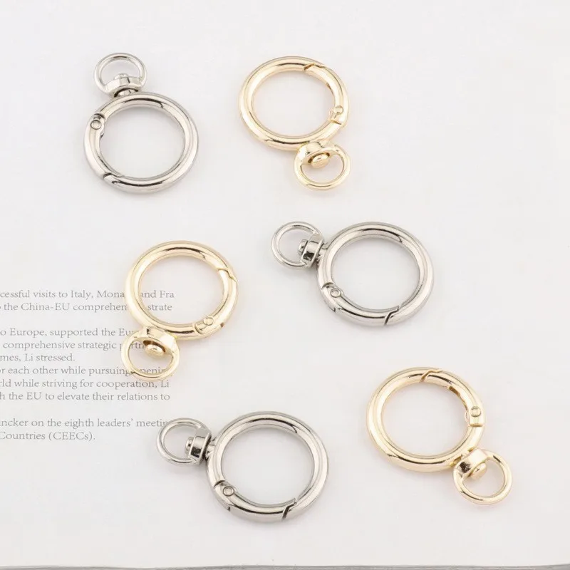 360 Degree Rotatable Round Carabiners Clips Snap Hooks With Swivel Eyehole Zinc Alloy Spring Gate O Ring Bag Hardware Accessoris