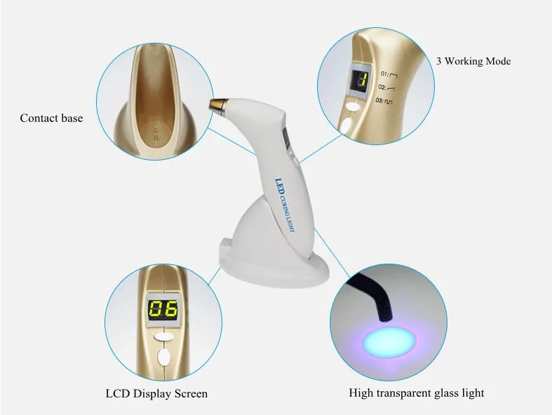 Colorful Led Curing Light Dental 5W Blue Wireless 1500mW Cured Resin Lamp  Laboratory Equipment
