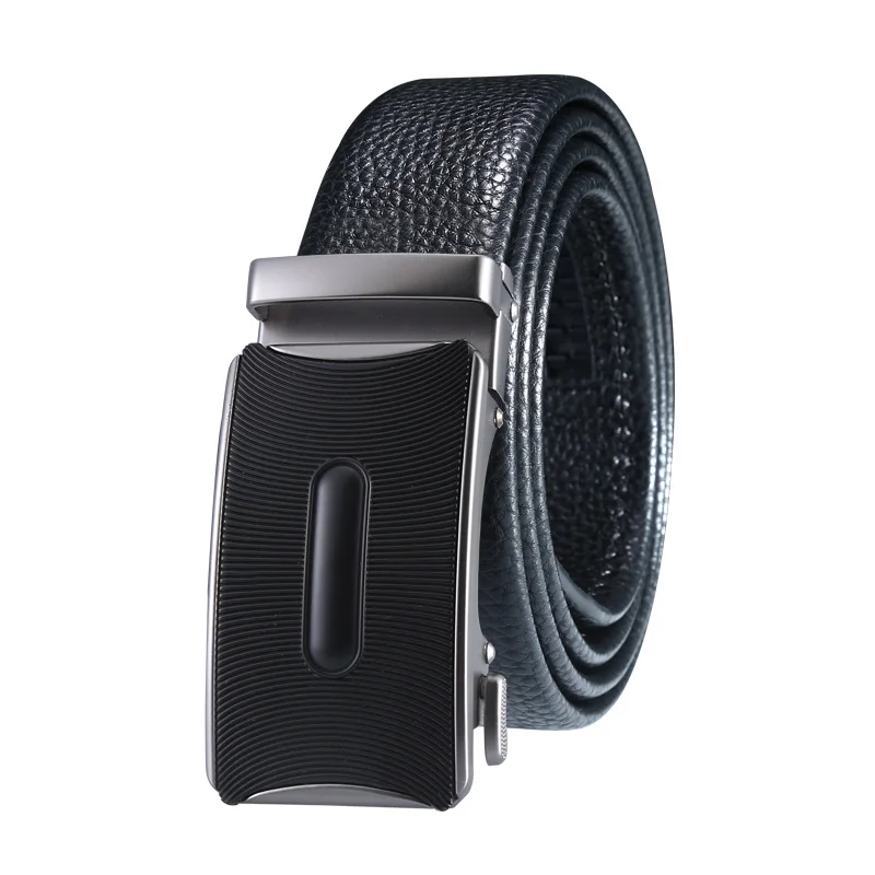 Wholesale Customized Male Belt genuine Leather Alloy Automatic Buckle Black Belt For Men
