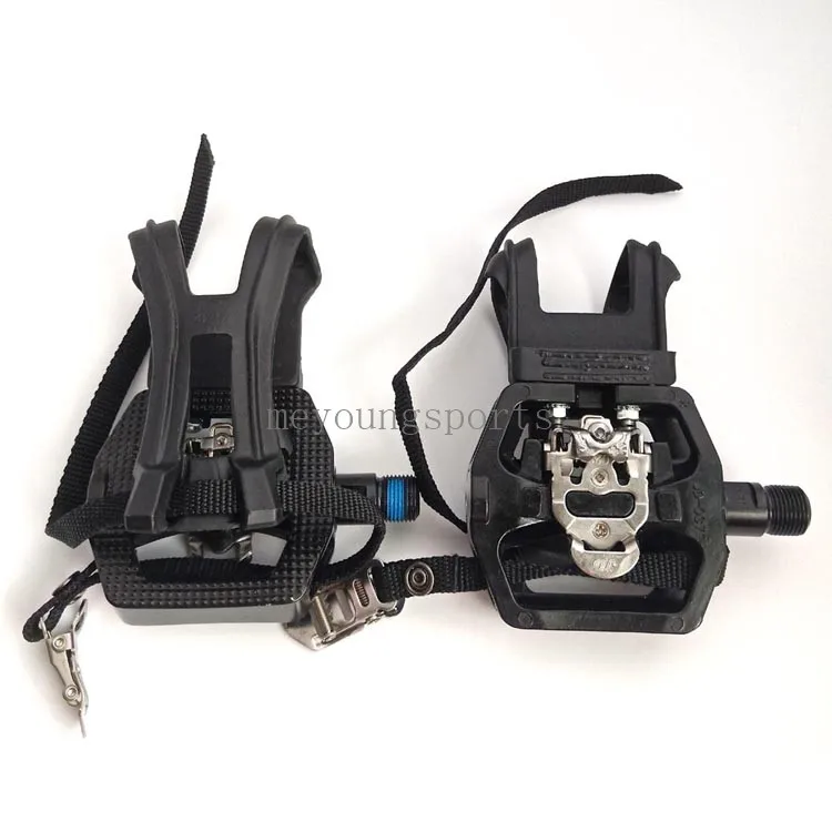 HOT Bearing Aluminum Commercial Indoor Spin Bike Pedals SPD Straps JD-037V Exercise Bike Pedals