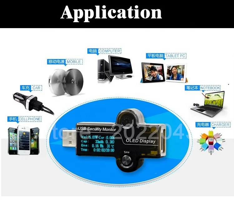 OLED USB Safety Monitor Tester Charger Ammeter Voltmeter Battery Mobile Power Supply Capacity Detection