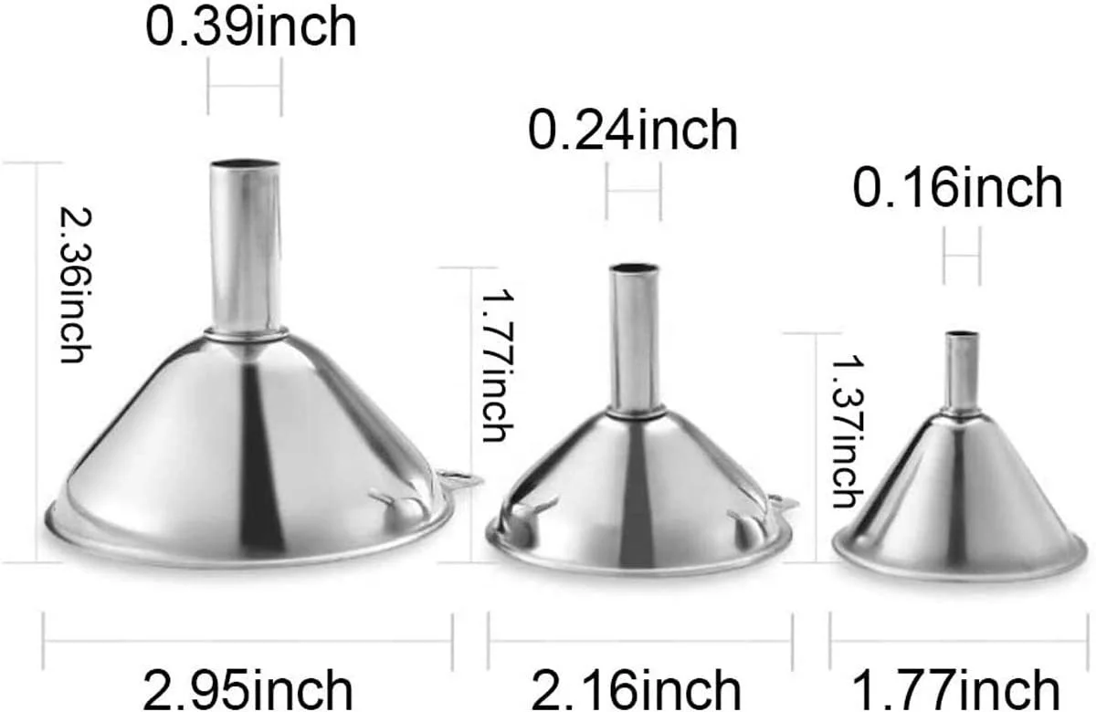 Chinese Manufacture Metal Stainless steel Funnel With Filter Strainer For Home And Kitchen