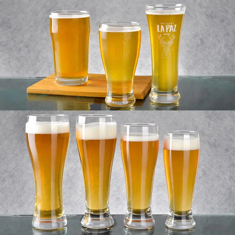 wholesale Hot Sale custom logo available Different styles capacity lead free glass clear Beer Glasses for bar home party