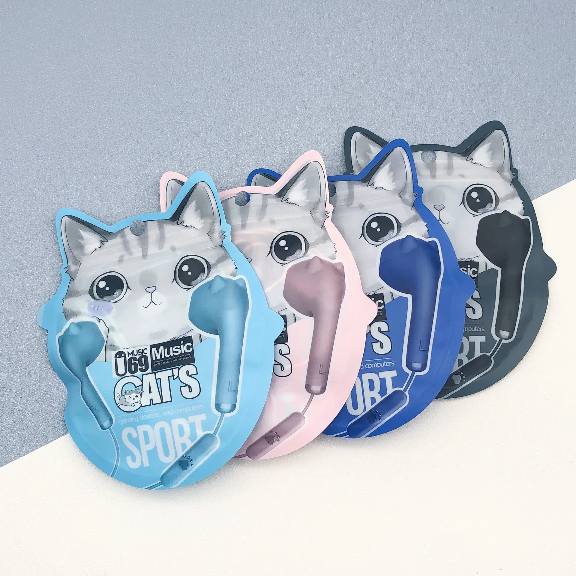 2022 best selling Cartoon cat earphones wired 3.5mm music with microphone  Subwoofer in-ear headset