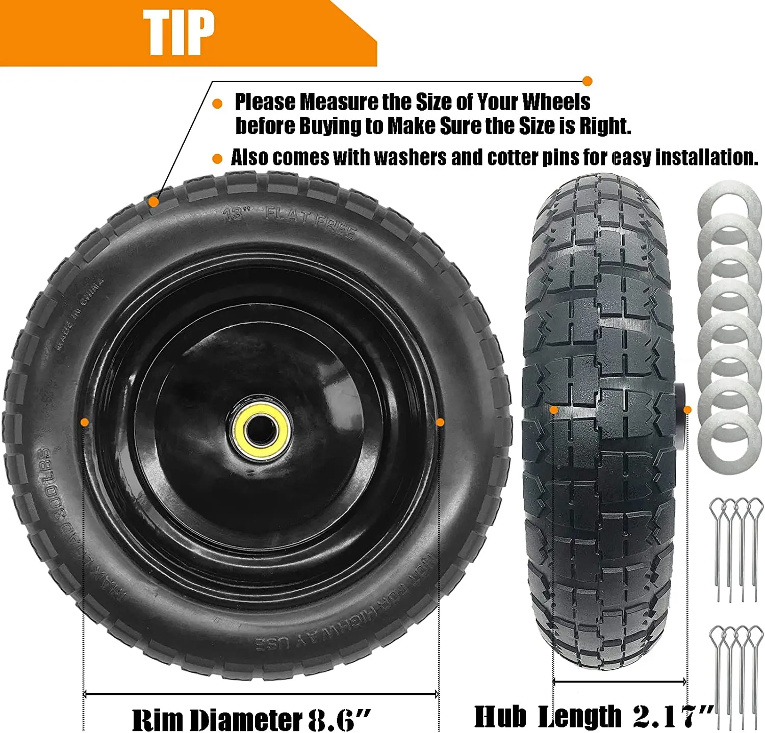 HKT1014 Wholesale Wheels Speed Skates Pu Flat Free Solid Tire Gorrilla Carts Replacement
