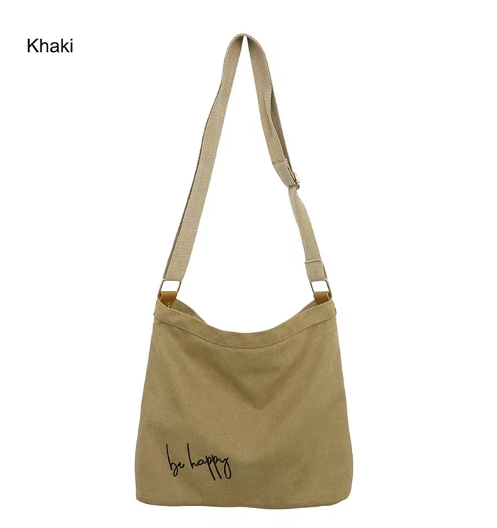 Shoulder custom printed logo canvas messenger bags man postman sling for women crossbody bag woman