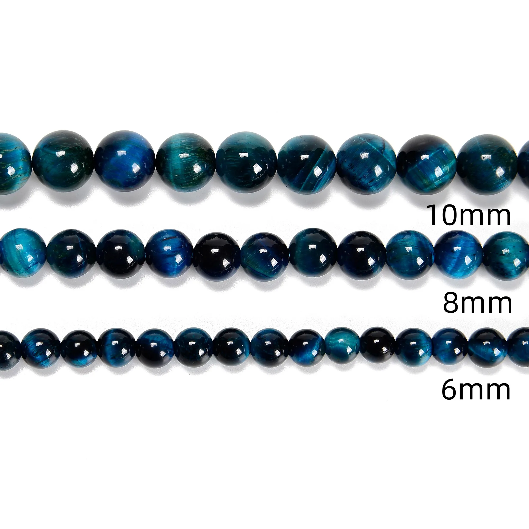 Grade AB 8 mm Tiger Eye Beads Blue Green 4mm 6mm 8mm 10mm 12mm Round Beads Strands for Jewlery Making Bulk China