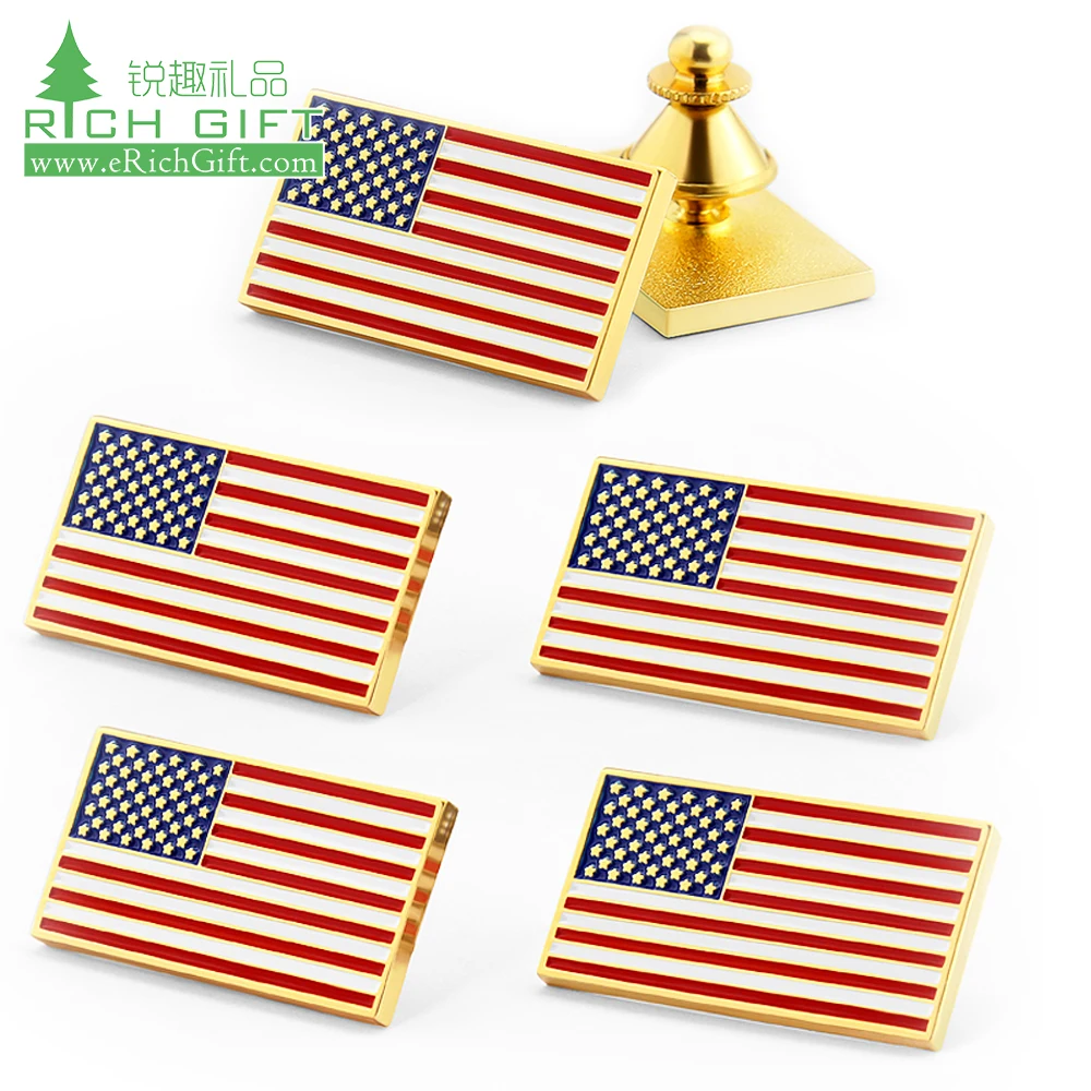 High quality custom usa country logo flag pin badges small metal epoxy soft enamel custom american flag lapel pin for clothes