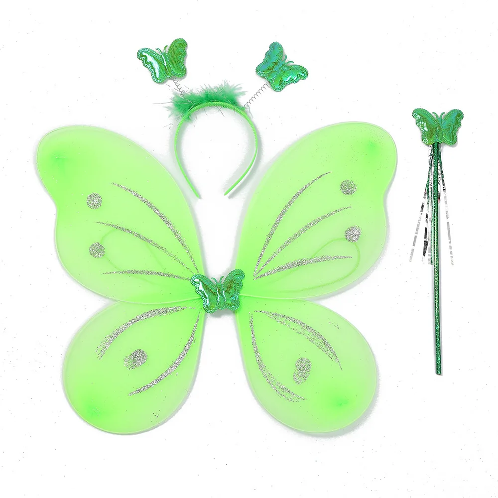 Butterfly Wings For Kids Three-Piece Headband Fairy Wand Head Buckle Durable Lovely Butterfly Wings
