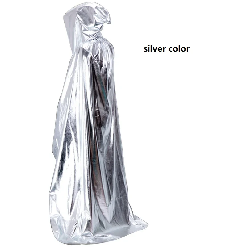 Плащ смерти косплей Дети Взрослые Унисекс Золотая Серебряная Длинная накидка Хэллоуин фестиваль