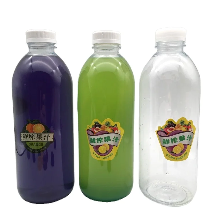 Wholesale 1000ml 1 liter round empty plastic pet mineral water bottle for juice beverage with screw cap