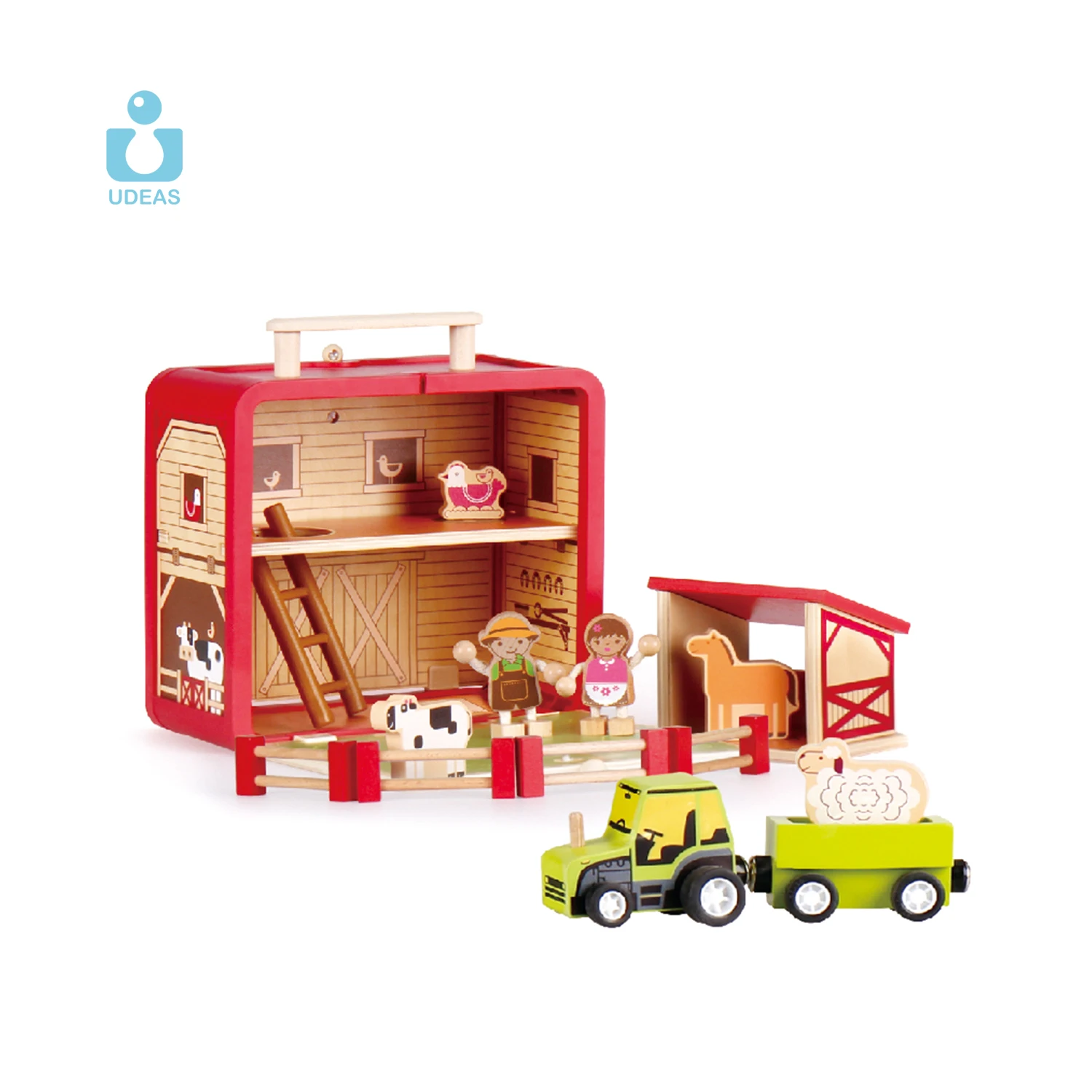 Educational Wooden Toy Barn Pretend Playing  Montessori Wooden Farm House Animals Set Kids Wooden Toys