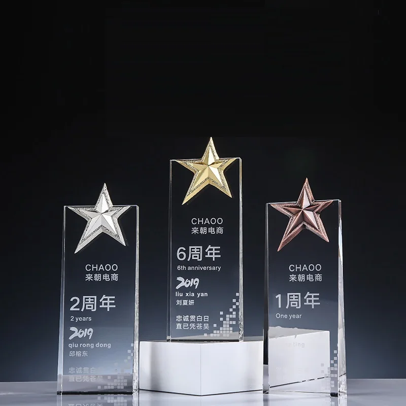 Honor of Crystal Customized Personalized Color Printing Glass Trophy Champion Award