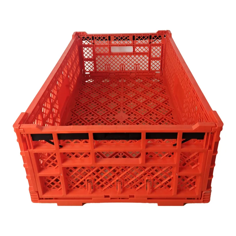 Flexography Recyclable heavy duty Folding Plastic Milk Crate PP material foldable stacking transport storage fruit crates