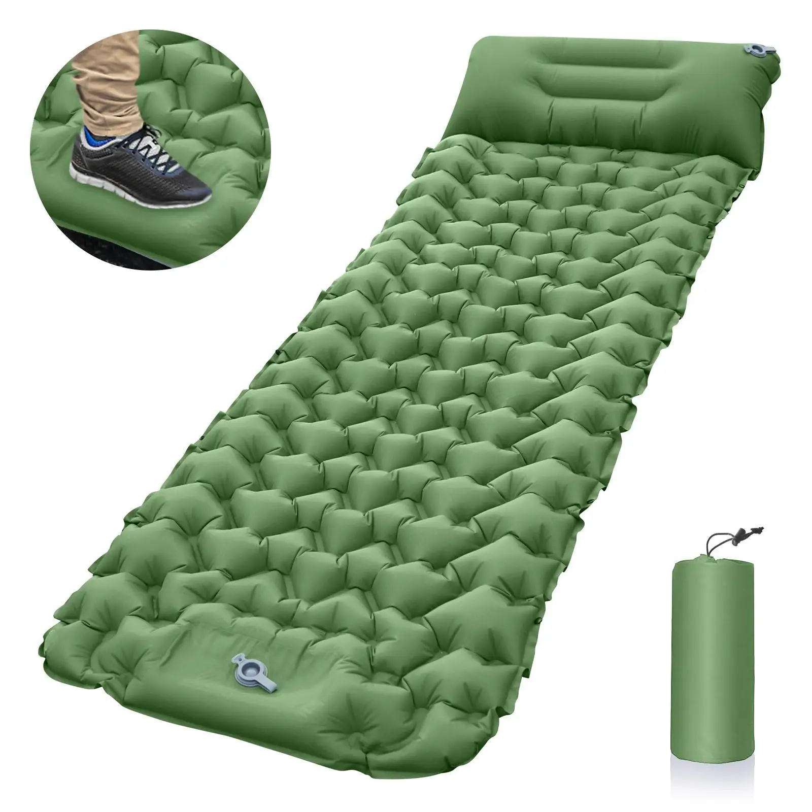 Accept Custom Logo Outdoor Camping Waterproof Foldable Inflatable Sleeping Mat Air Mattress Pad With Handle Bag Easy Carrying