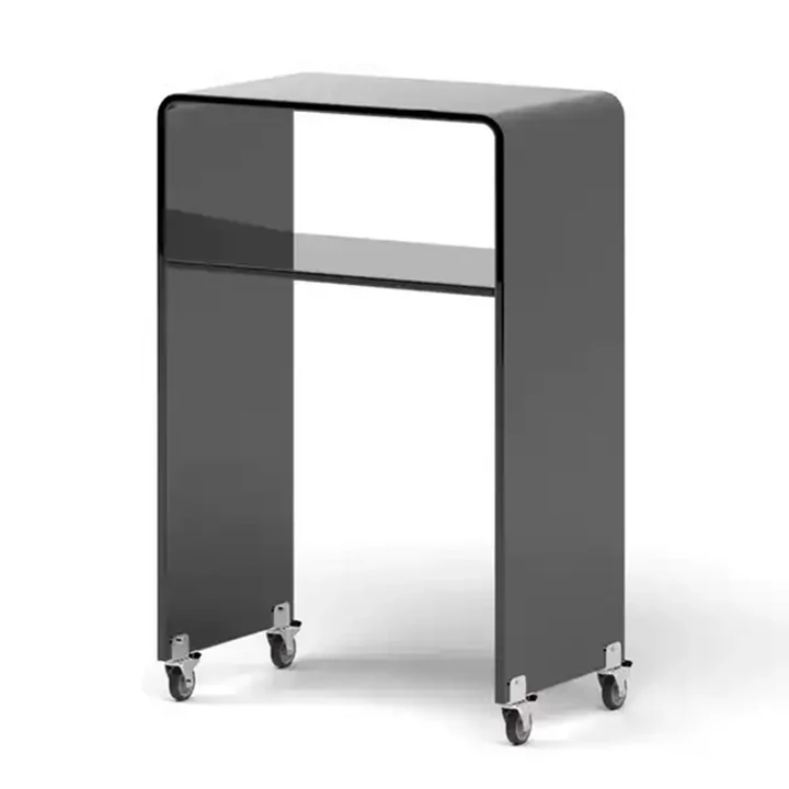 Colored acrylic side table with modern personalized design, organic glass coffee round table, bedroom customizable