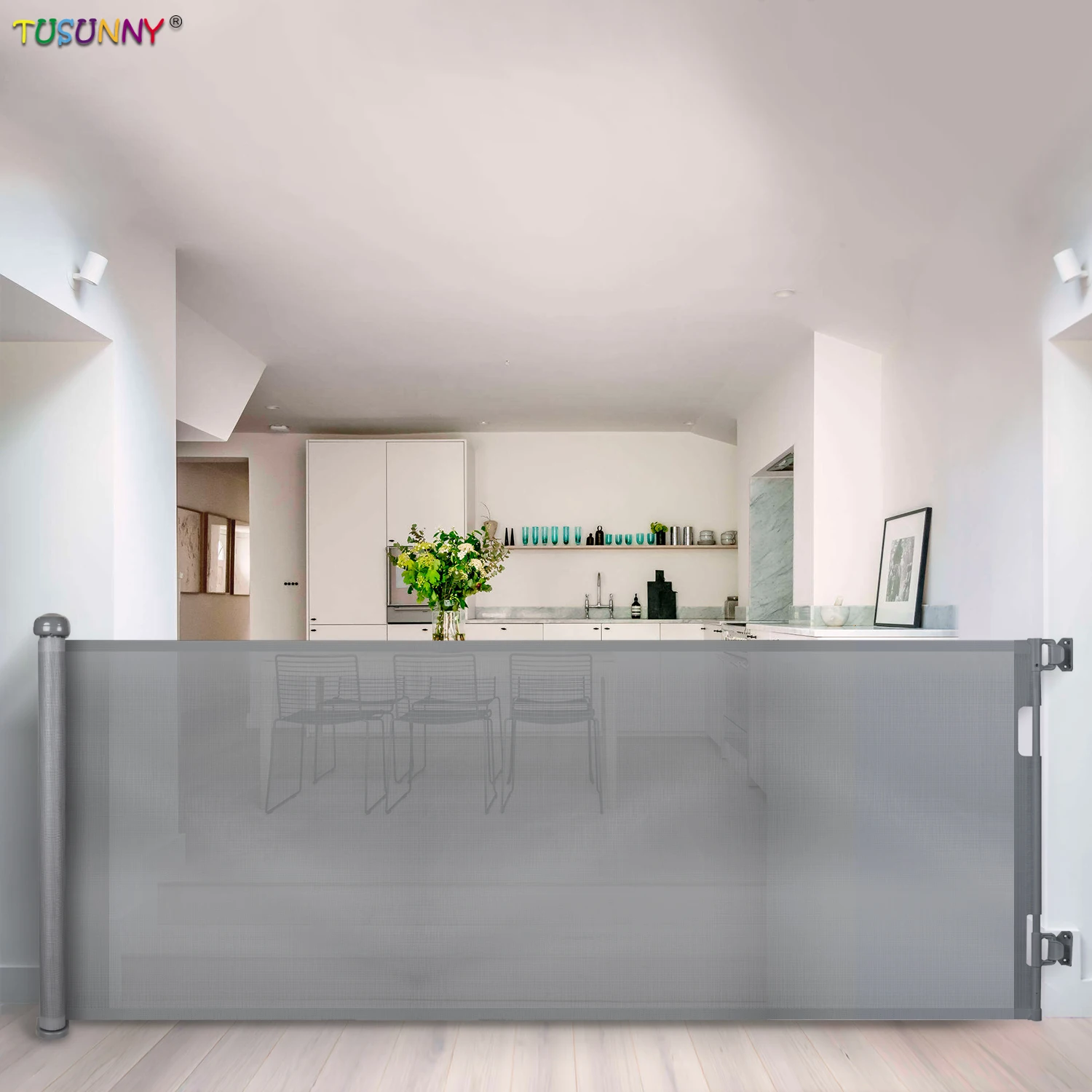 Child Safety Pets-mesh-gates Children Door Stair Sliding Retractable Safety Baby Pets Secure Gate